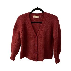 Sezane La Maillé Oversized Cropped Soft Wine Cardigan Size XS